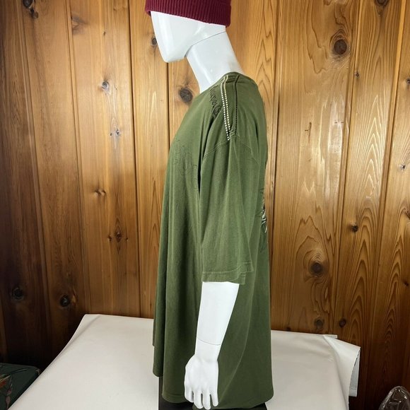 Pelle Pelle Mens Shirt Live Forever Leather Ankh Design  4XL Shirt Studded Green - Picture 5 of 10
